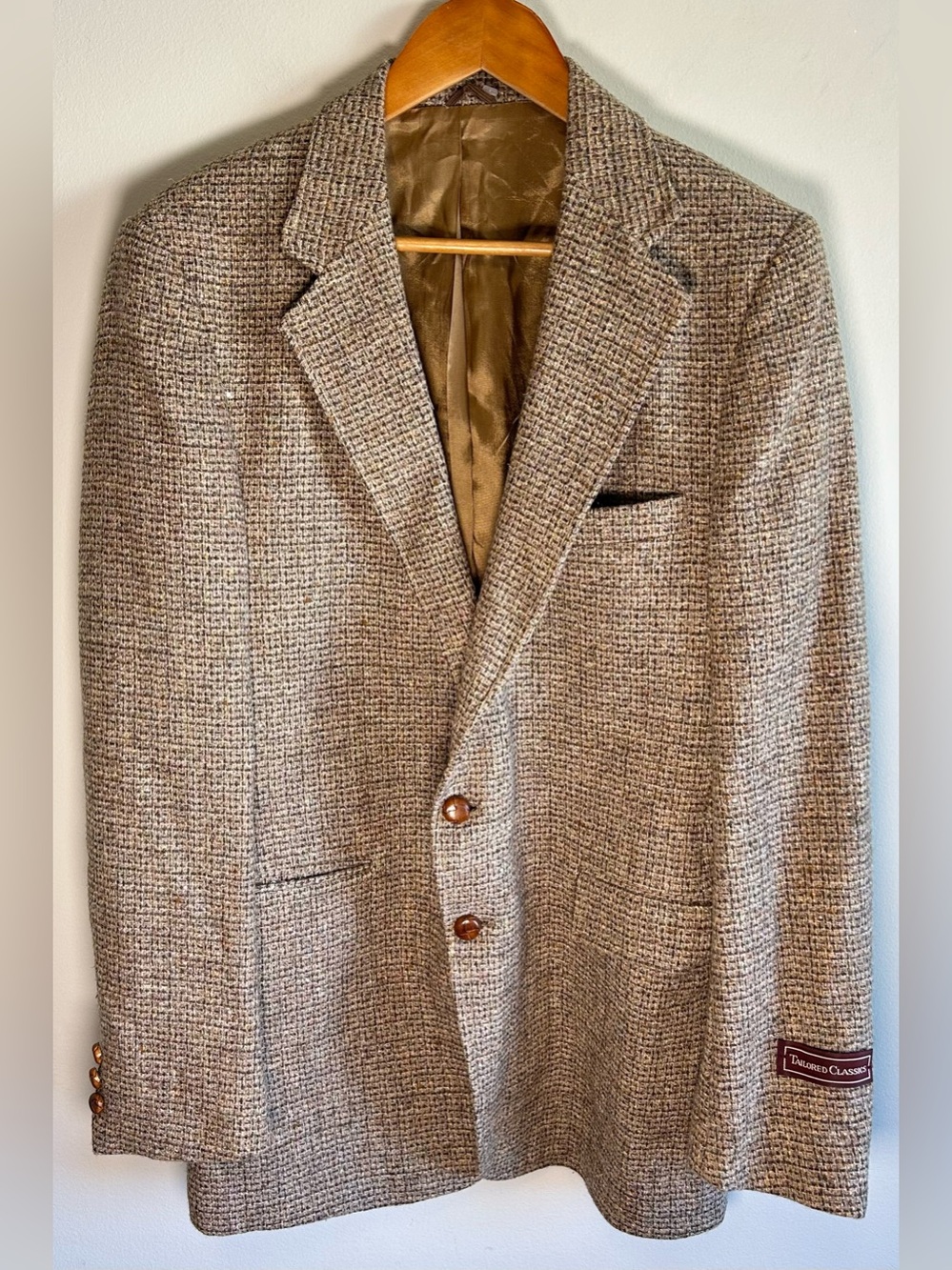 Vintage Levi’s Tailored Classics Wool Tweed Blazer Sport Coat 42L Brown USA NWT